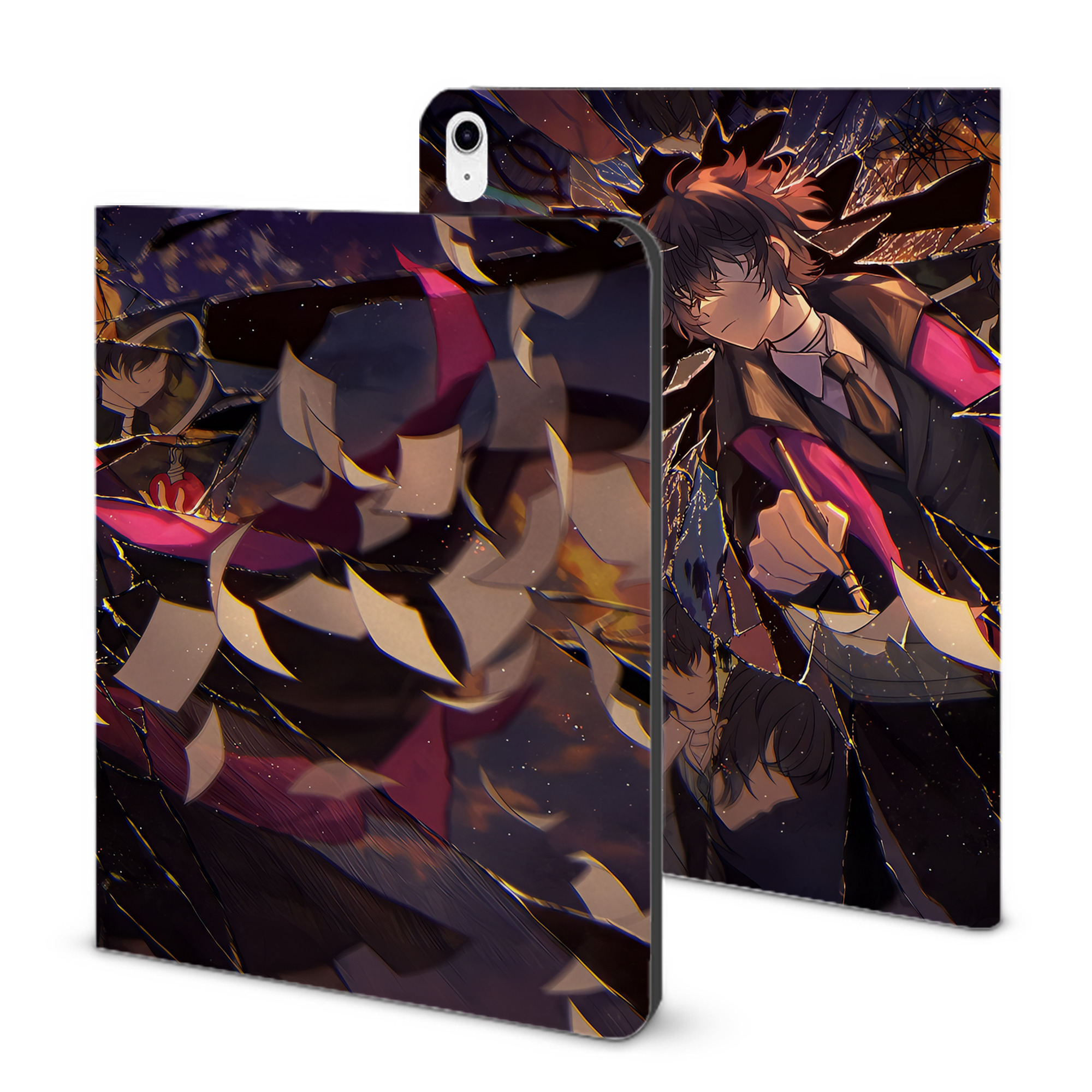 （画像用） 文豪ストレイドッグス Bungo Stray Dogs IPad ケース ブック型 PUレザー TPU 耐衝撃 軽量 薄型 ペン収納なし 全面保護 IPad 各モデル対応